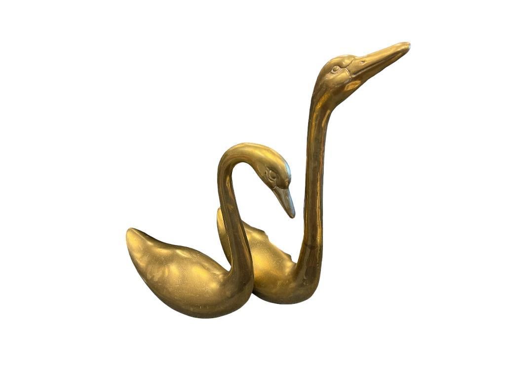 PAIR OF BRASS SWAN FIGURES (1 of 7)