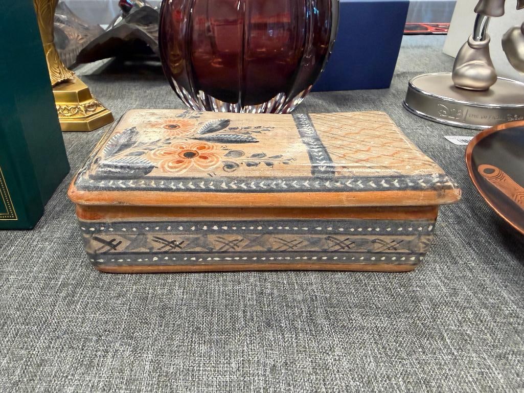 OAXACA, MX STONEWARE POTTERY RECTANGULAR STORAGE BOX - 3