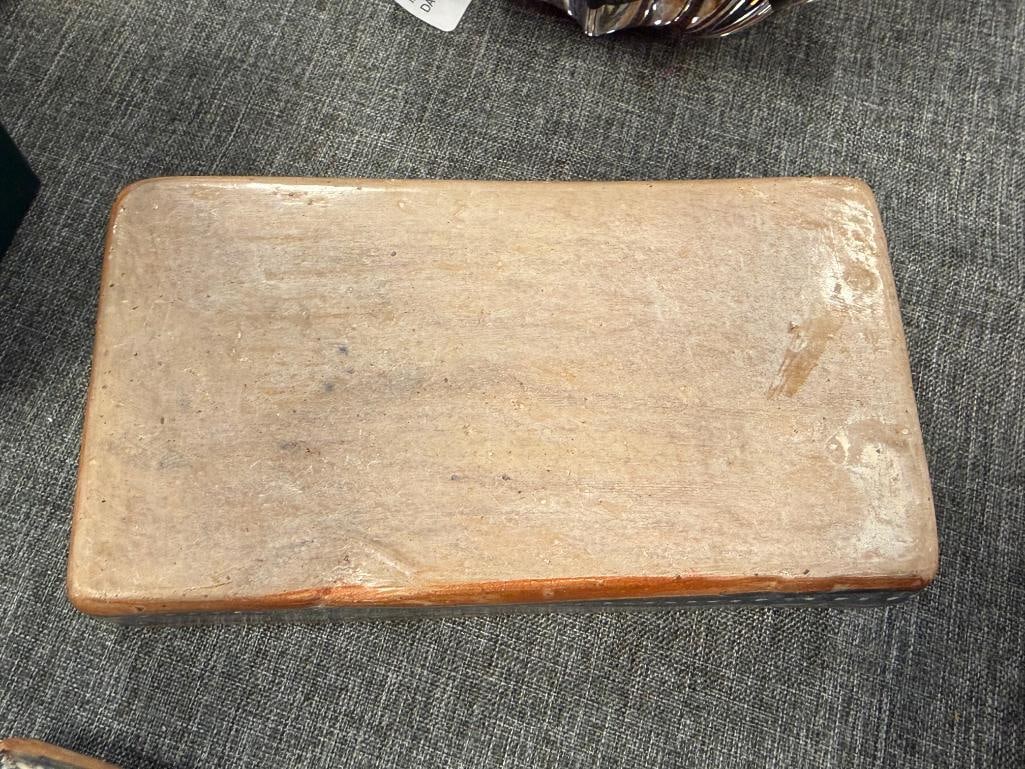 OAXACA, MX STONEWARE POTTERY RECTANGULAR STORAGE BOX - 8
