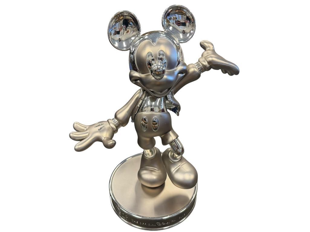 DISNEY D23 MICKEY MOUSE LEADER OF THE CLUB MILESTONE STATUE DESIGNED BY JAMES FAUNTLEROY: MADE FOR 2023 DISNEY100 ANNIVERSARY, POLISHED AND SATIN PLATINUM FINISH 10 1/2" H