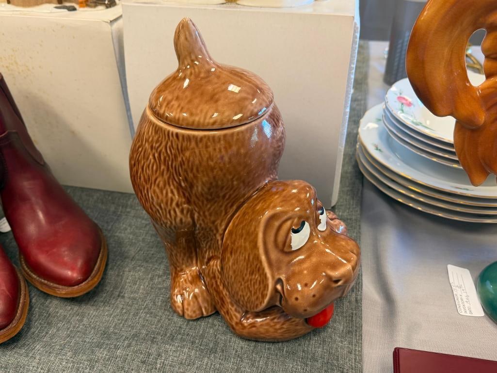 VINTAGE MCCOY POTTERY THINKING DOG CERAMIC COOKIE JAR NO. 0272 MADE IN THE U.S.A. - 2