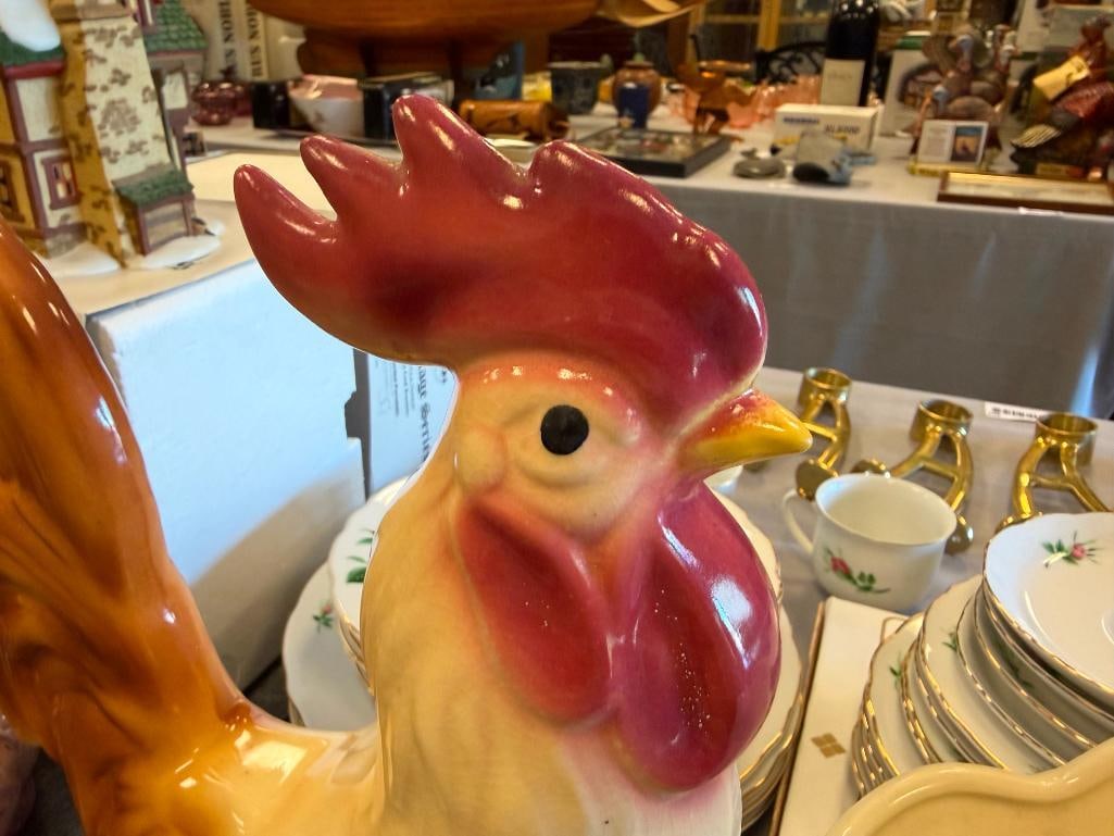 VINTAGE CERAMIC ROOSTER AND HULL POTTERY TROPICAL VASE MODEL 78 - 3