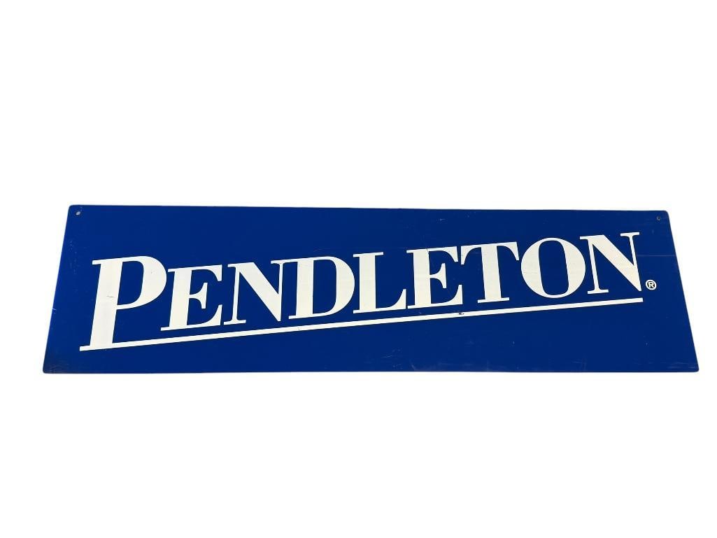PENDLETON WOOLEN MILLS BLUE ACRYLIC SIGN WITH WHITE LETTERING (1 of 7)