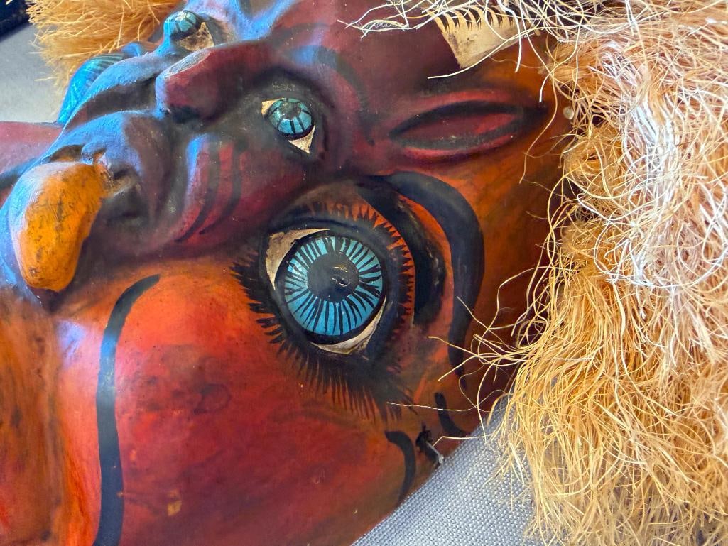 VINTAGE HAND CRAFTED WOODEN DEMON MASKS FROM MEXICIO POSSIBLY SONORA PASCOLA MASKS YAQUI OR MAYO - 13