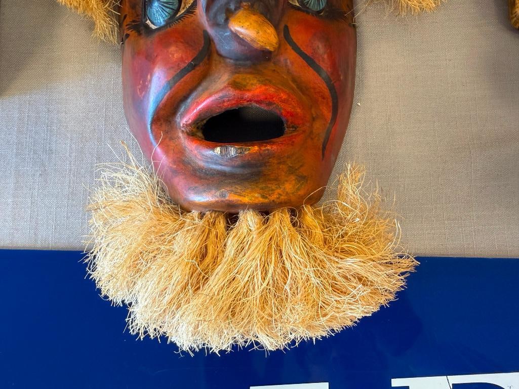 VINTAGE HAND CRAFTED WOODEN DEMON MASKS FROM MEXICIO POSSIBLY SONORA PASCOLA MASKS YAQUI OR MAYO - 14