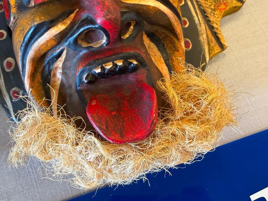 VINTAGE HAND CRAFTED WOODEN DEMON MASKS FROM MEXICIO POSSIBLY SONORA PASCOLA MASKS YAQUI OR MAYO - 7