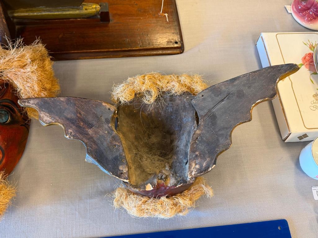 VINTAGE HAND CRAFTED WOODEN DEMON MASKS FROM MEXICIO POSSIBLY SONORA PASCOLA MASKS YAQUI OR MAYO - 9
