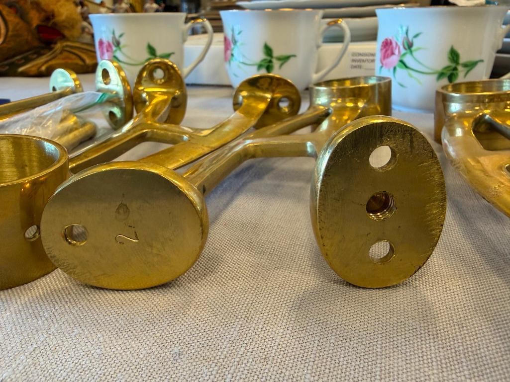 PLISHED BRASS FOOT RAIL BRACKETS SET OF FOUR - 10