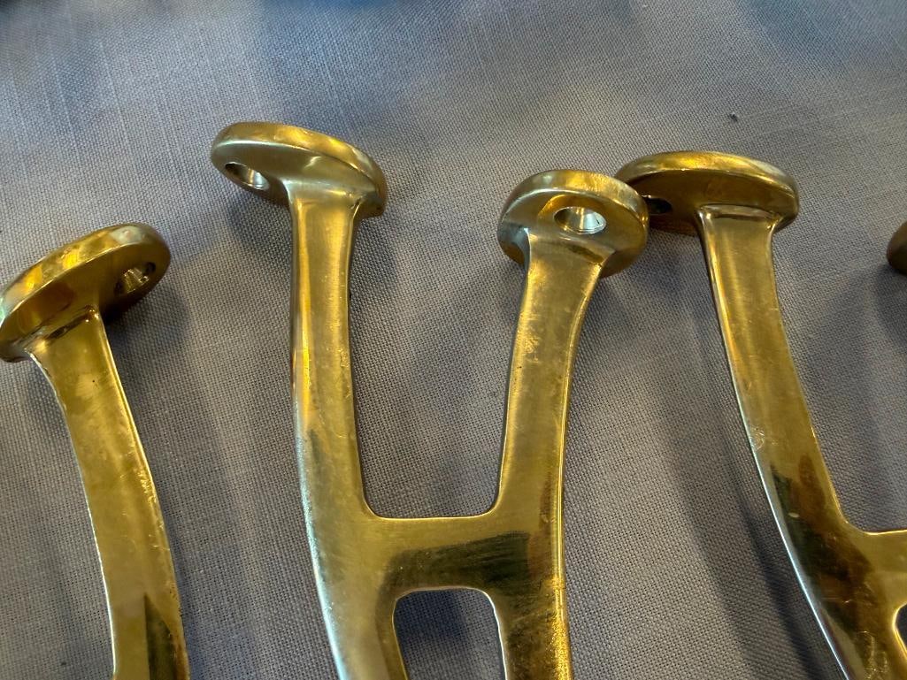 PLISHED BRASS FOOT RAIL BRACKETS SET OF FOUR - 6