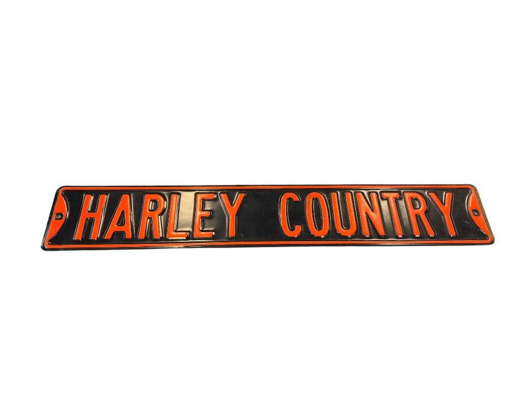 BLACK AND ORANGE HARLEY-DAVIDSON HARLEY COUNTRY STYLIZED STREET SIGN (1 of 8)