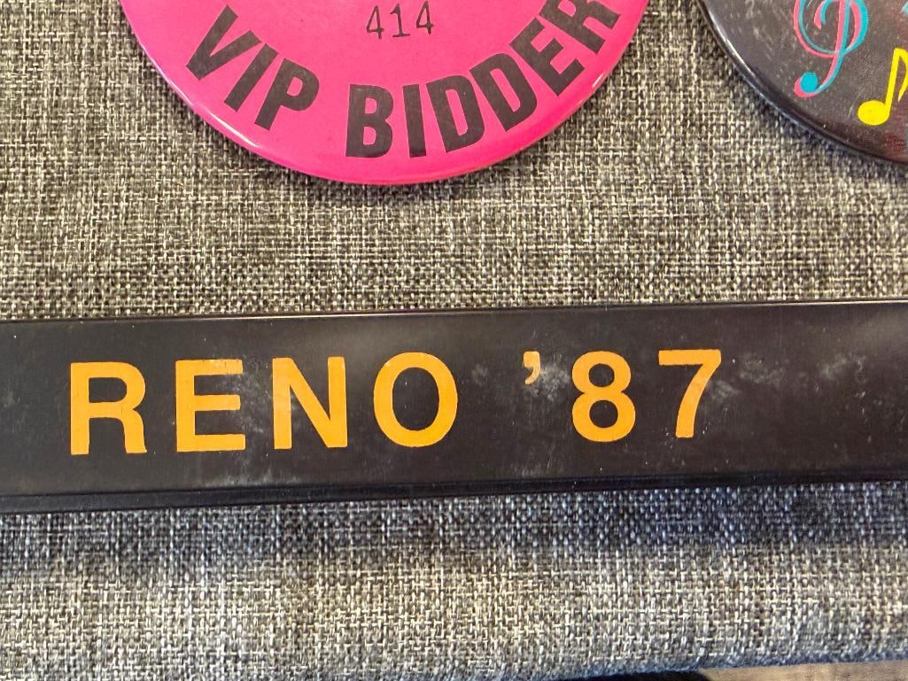 1987, 1991, 1992 RENO, NV HOT AUGUST NIGHTS LICENSE PLATE FRAMES AND BUTTONS - 3