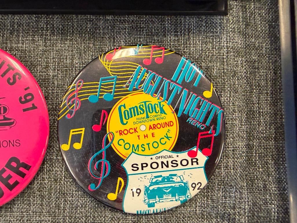 1987, 1991, 1992 RENO, NV HOT AUGUST NIGHTS LICENSE PLATE FRAMES AND BUTTONS - 5