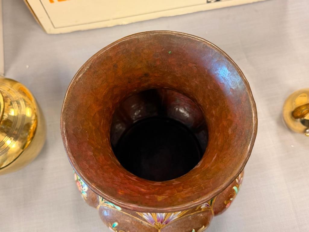 20TH CENTRUY HAND HAMMERED COPPER BULBOUS VESSEL SIGNED H. ZARCO V. - 14