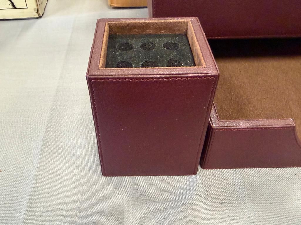 LEVENGER BURGANDY FAUX LEATHER EXECUTIVE DESK ORGANIZER SET - 3