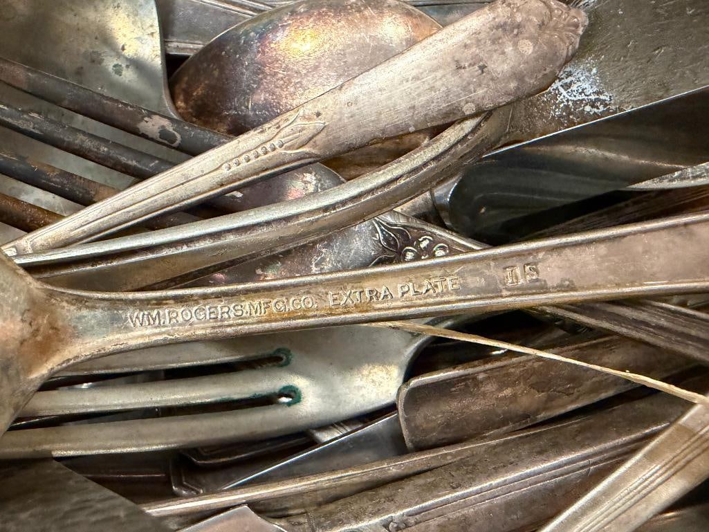 ANTIQUE AND VINTAGE FLATWARE SPOONS, FORKS, ETC. - 10