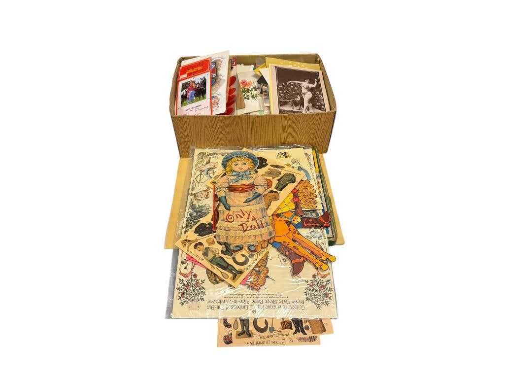 VINAGE EPHEMERA / PAPER PRODUCTS GREETING CARDS, DOLL BOOKS, POSTCARDS, BOOKLETS: MOST ARE UNUSED AND IN GOOD TO FAIR CONDITION