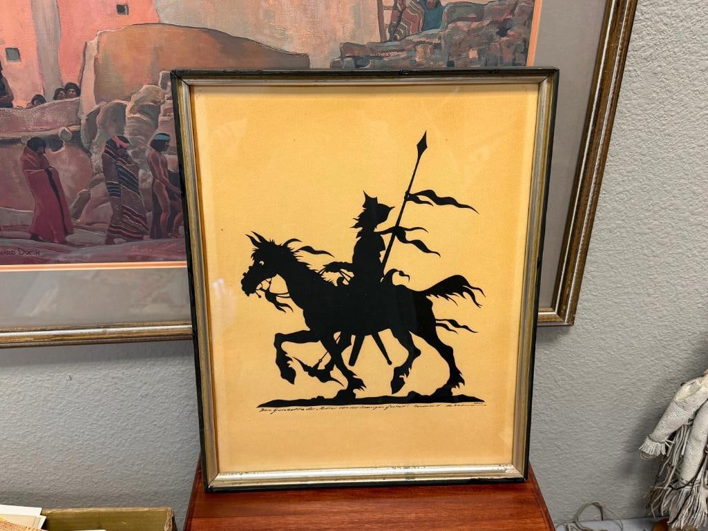 VINTAGE CUT WORK PAPER SILHOUETTE OF DON QUIXOTE AND HIS HORSE ROCINANTE - 2