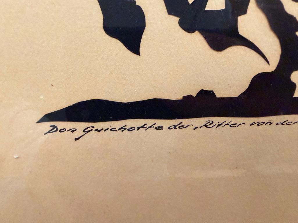 VINTAGE CUT WORK PAPER SILHOUETTE OF DON QUIXOTE AND HIS HORSE ROCINANTE - 3