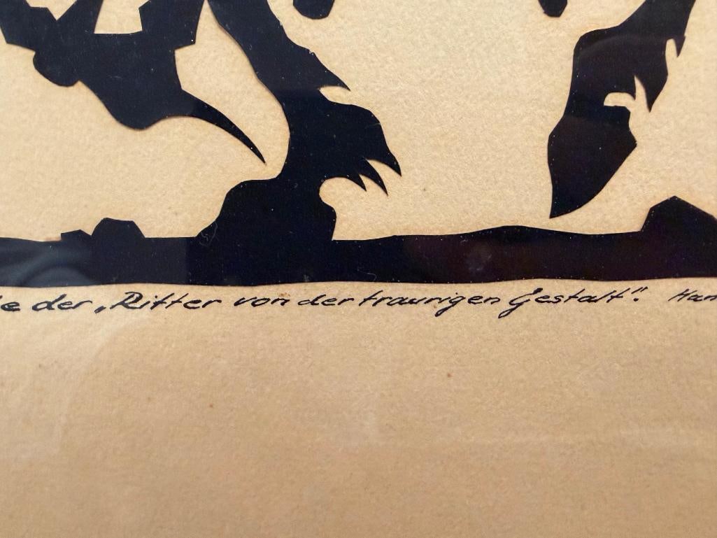 VINTAGE CUT WORK PAPER SILHOUETTE OF DON QUIXOTE AND HIS HORSE ROCINANTE - 4