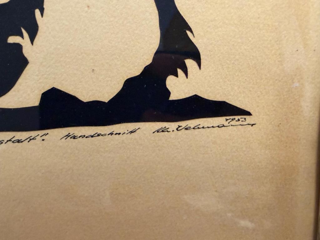 VINTAGE CUT WORK PAPER SILHOUETTE OF DON QUIXOTE AND HIS HORSE ROCINANTE - 5