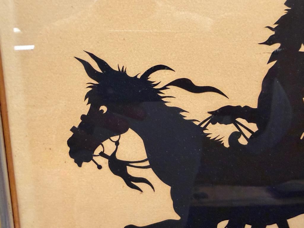 VINTAGE CUT WORK PAPER SILHOUETTE OF DON QUIXOTE AND HIS HORSE ROCINANTE - 6