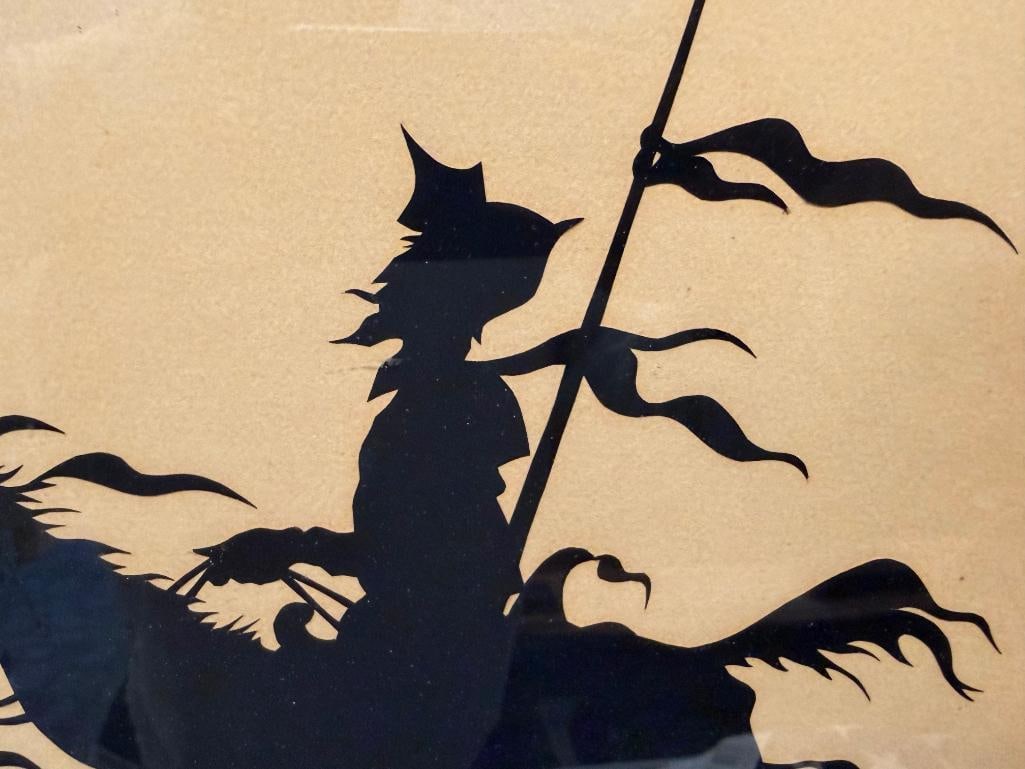 VINTAGE CUT WORK PAPER SILHOUETTE OF DON QUIXOTE AND HIS HORSE ROCINANTE - 8