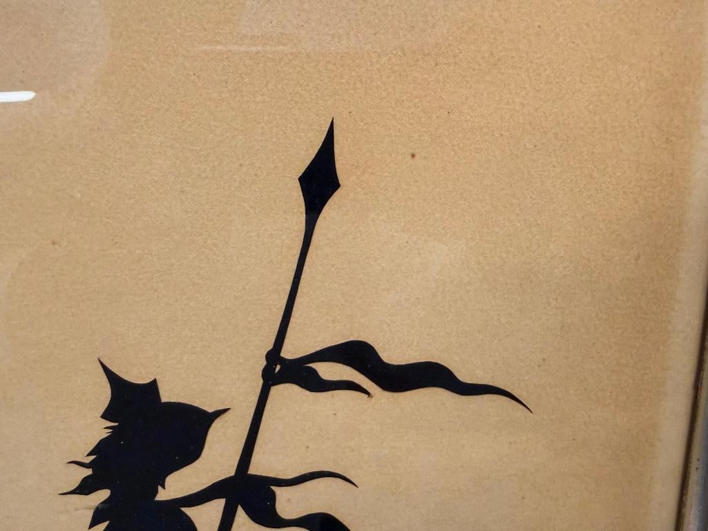 VINTAGE CUT WORK PAPER SILHOUETTE OF DON QUIXOTE AND HIS HORSE ROCINANTE - 9