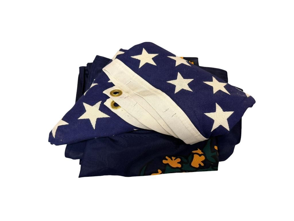 U.S.A. LINEN AND NEVADA BATTLE BORN POLYSTER FLAGS: BOTH 3' X 5'