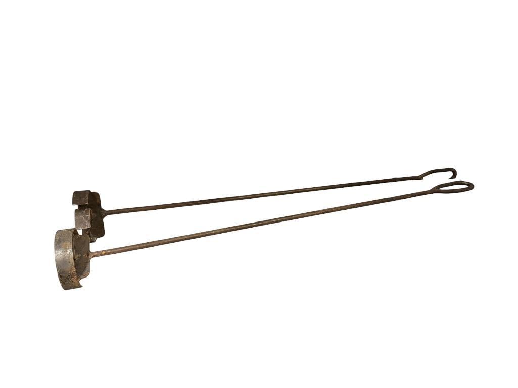 TWO "CM" WESTERN CATTLE BRANDING IRONS: FEATURING A "M" INSIDE OF "C" 33" L, 3 3/4" BRAND