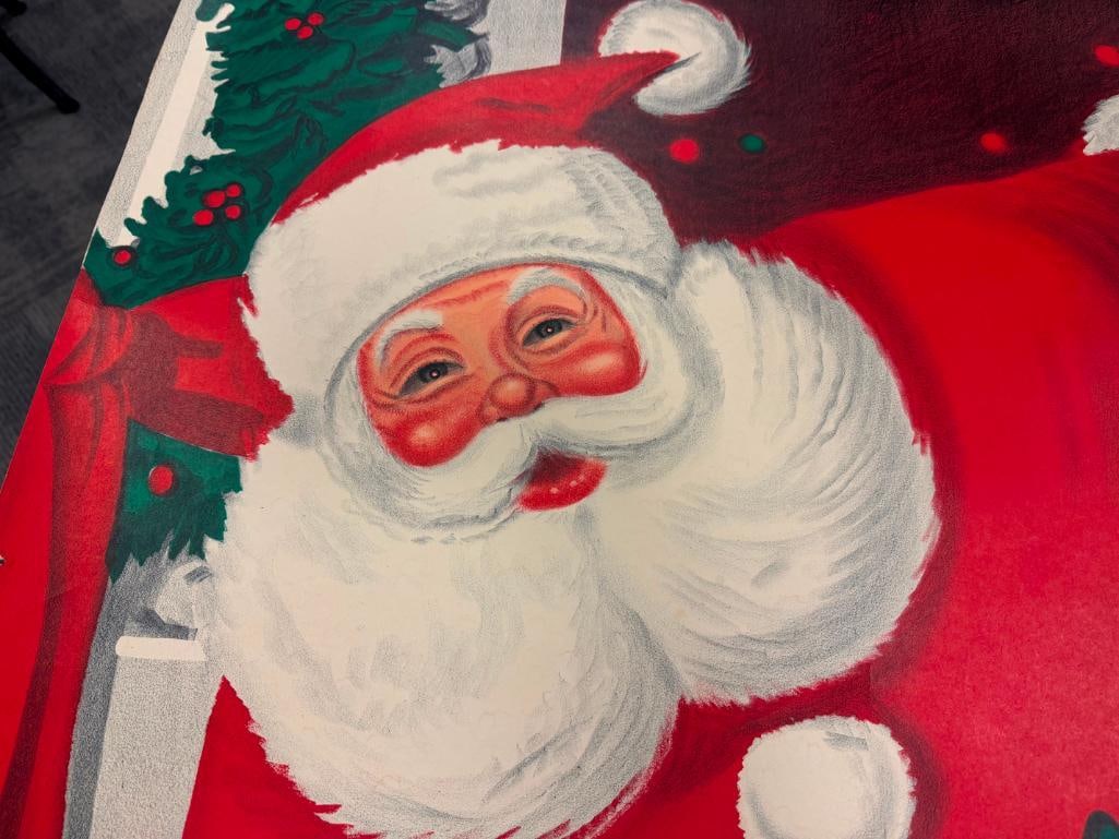 1960'S VINTAGE SANTA CLAUS DOOR POSTER COVER - 3
