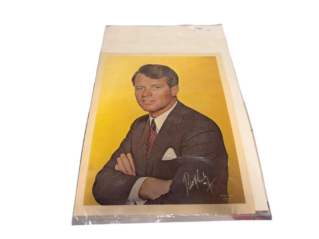 1968 ROBERT F. KENNEDY PRESIDENTIAL CAMPAIN POSTER WITH PHOTOGRAPH BY PHILIPE HALSMAN: IN GOOD CONDITION WITH MINOR CREASE IN BOTTOM RIGHT CORNER 11" X 14"
