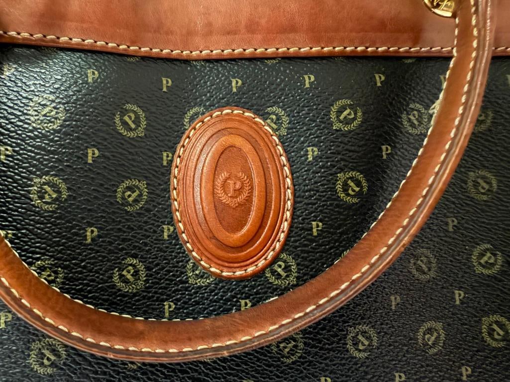 POLLINI ITALIAN DESIGNER MADE LEATHER MONOGRAM HERITAGE TOTE HANDBAG - 3
