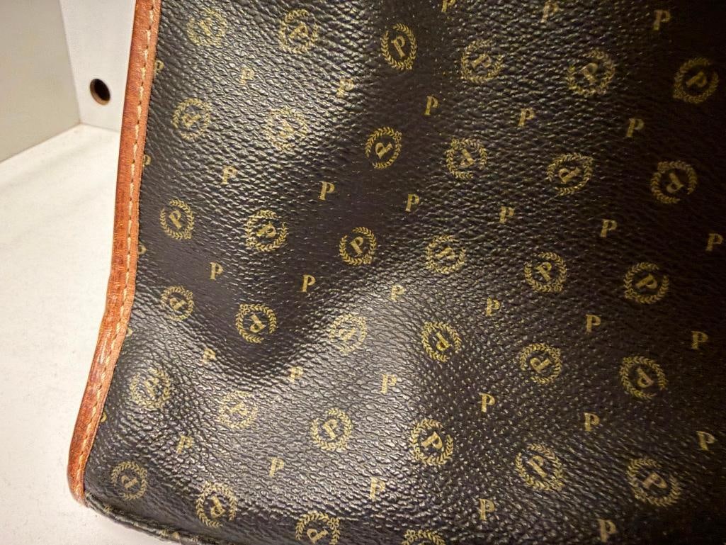 POLLINI ITALIAN DESIGNER MADE LEATHER MONOGRAM HERITAGE TOTE HANDBAG - 4