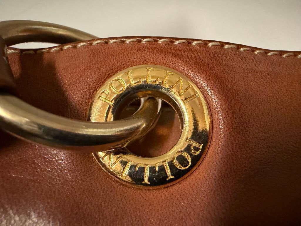 POLLINI ITALIAN DESIGNER MADE LEATHER MONOGRAM HERITAGE TOTE HANDBAG - 7