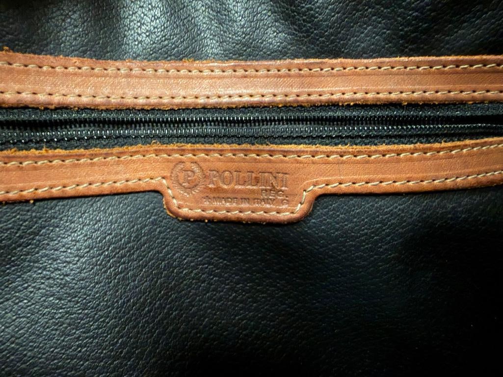 POLLINI ITALIAN DESIGNER MADE LEATHER MONOGRAM HERITAGE TOTE HANDBAG - 8