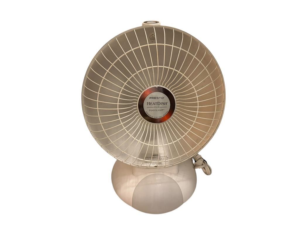 PRESTO HEAT DISH PLUS FOOTLIGHTPARABOLIC ELECTRIC HEATER: TESTED + 19" H