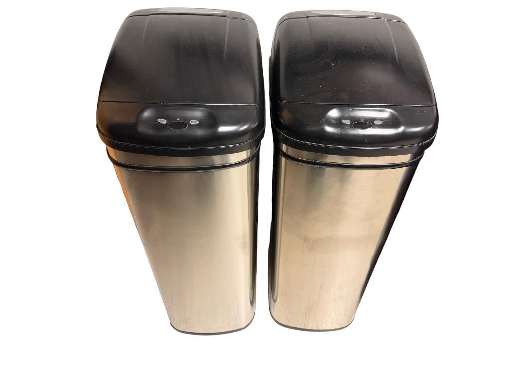 TWO NST ELECTRIC LID STAINLESS STEEL GARBAGE CANS (1 of 6)
