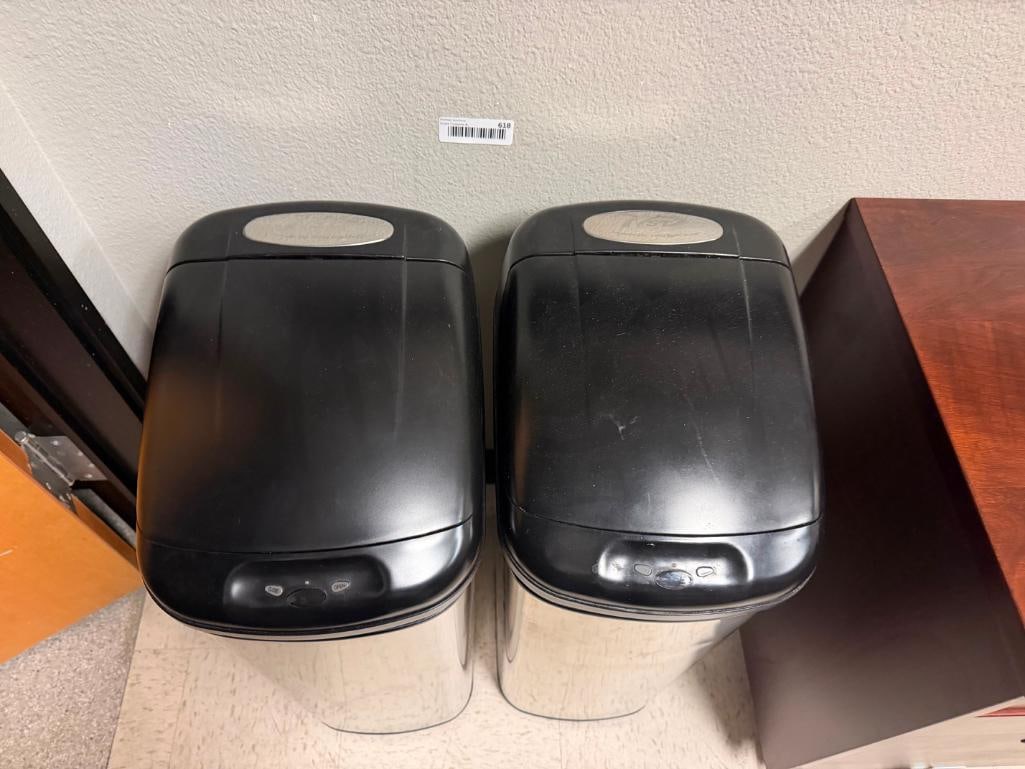 TWO NST ELECTRIC LID STAINLESS STEEL GARBAGE CANS - 3