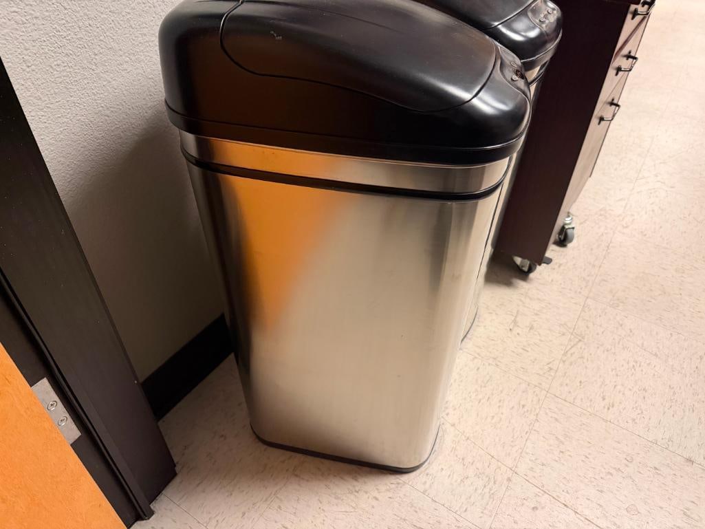 TWO NST ELECTRIC LID STAINLESS STEEL GARBAGE CANS - 6