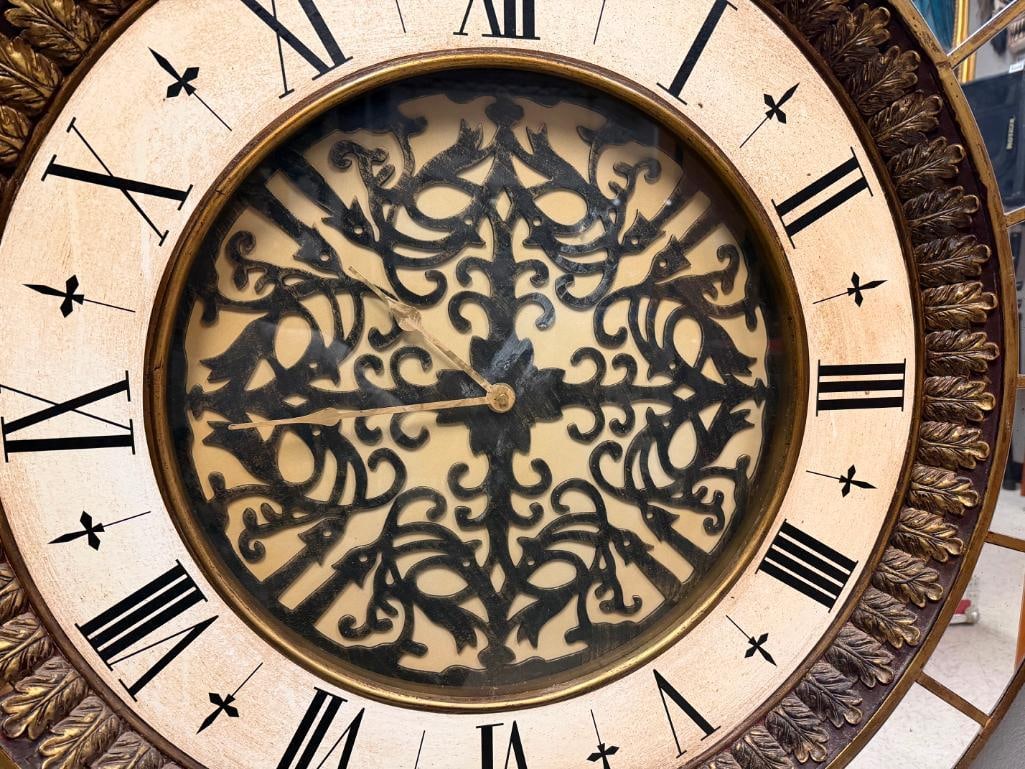 ELEGANT MIRRORED PANEL ROUND GALLERY WALL CLOCK WITH VINTAGE STYLE AND WOOD FRAME - 5