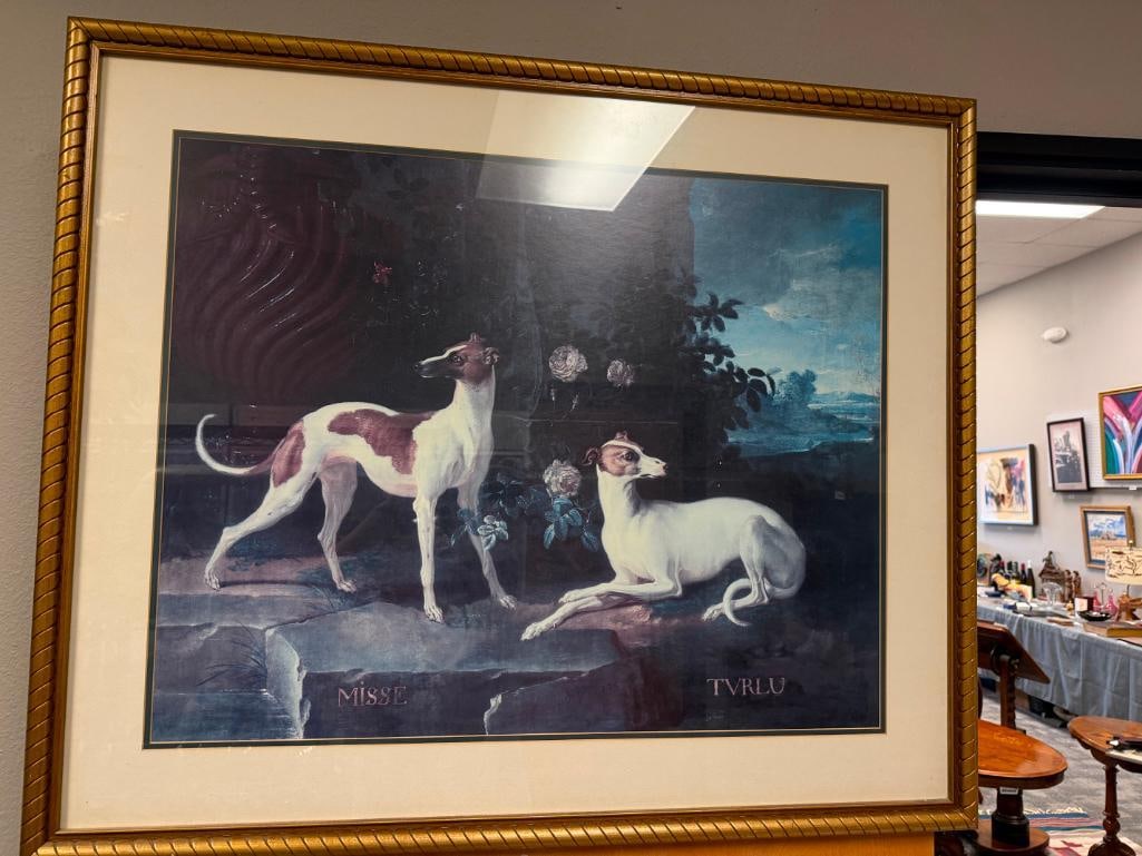 JEAN-BAPTISTE OUDRY'S " MISSE AND TURLU " PRINT OF TWO GREYHOUNDS OF LOUIS XV - 2