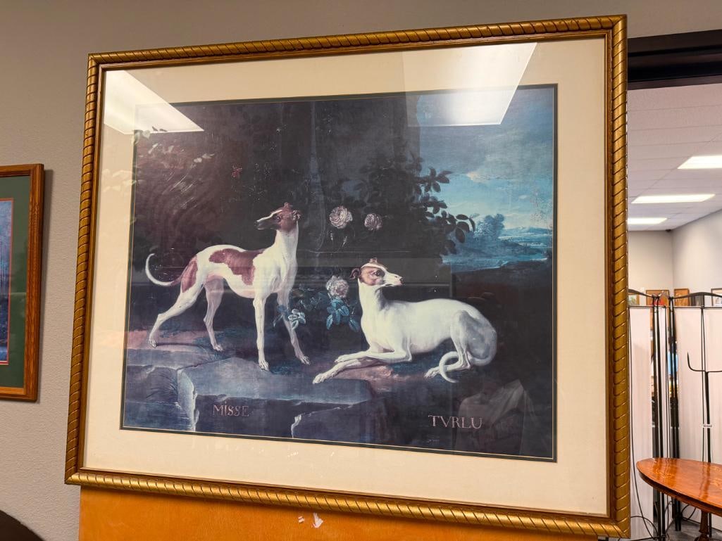 JEAN-BAPTISTE OUDRY'S " MISSE AND TURLU " PRINT OF TWO GREYHOUNDS OF LOUIS XV - 3