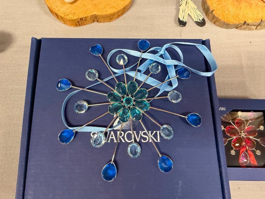 SWAROVSKI CRYSTAL BLUE AND RED STARBURST / FLORAL WINDOW ORNAMENTS FROM JEWEL COLLECTION - 6