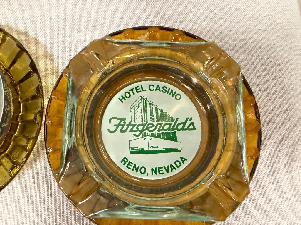 COLLECTION OF VINTAGE MATCHBOOKS AND GLASS ASHTRAYS - 13