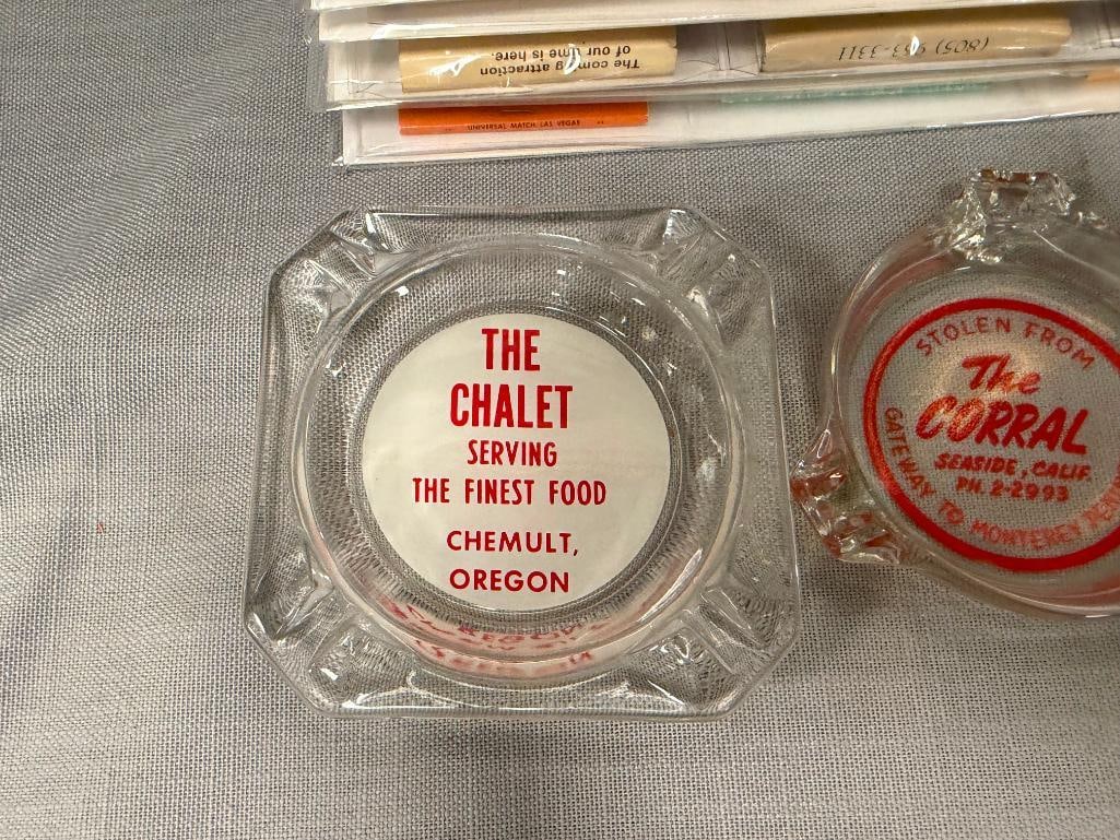 COLLECTION OF VINTAGE MATCHBOOKS AND GLASS ASHTRAYS - 4