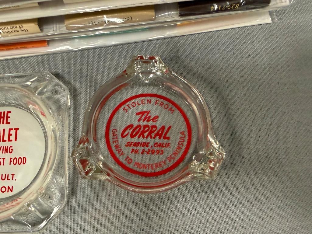 COLLECTION OF VINTAGE MATCHBOOKS AND GLASS ASHTRAYS - 5