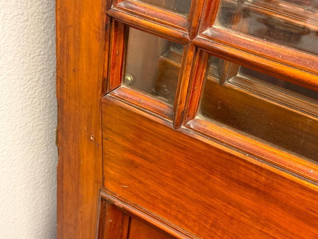 CIRCA 1870'S WALNUT DOORS FROM ENGLAND WITH CUT BEVELED GLASS PANELED WINDOWS - 12