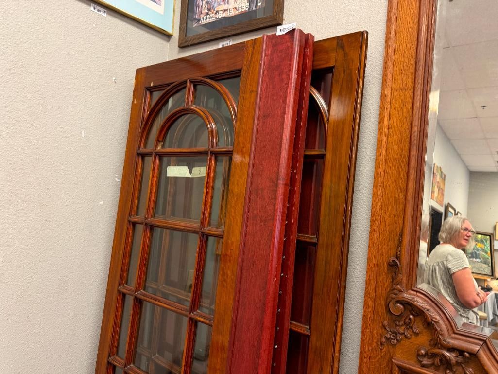 CIRCA 1870'S WALNUT DOORS FROM ENGLAND WITH CUT BEVELED GLASS PANELED WINDOWS - 2