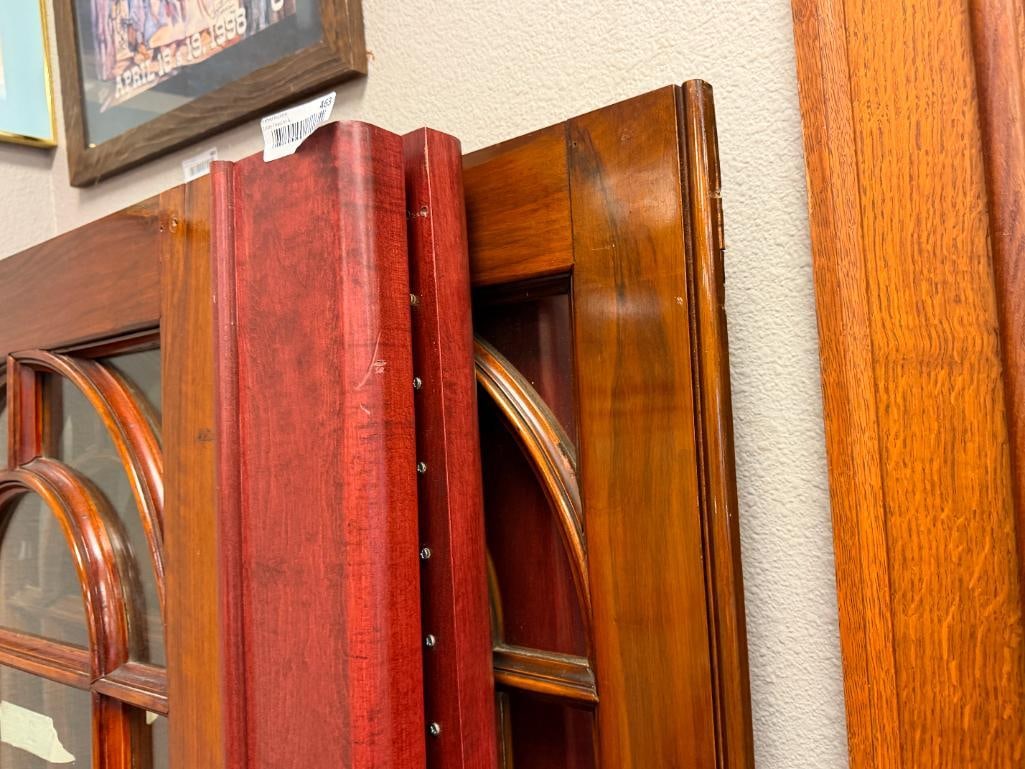 CIRCA 1870'S WALNUT DOORS FROM ENGLAND WITH CUT BEVELED GLASS PANELED WINDOWS - 4