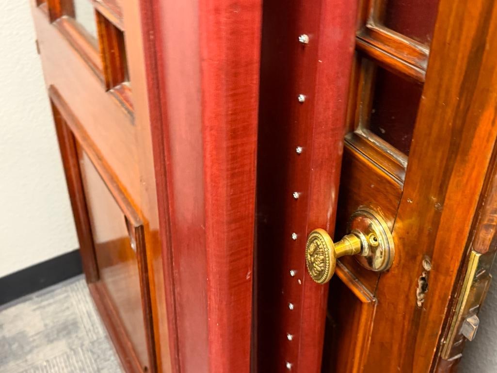 CIRCA 1870'S WALNUT DOORS FROM ENGLAND WITH CUT BEVELED GLASS PANELED WINDOWS - 8